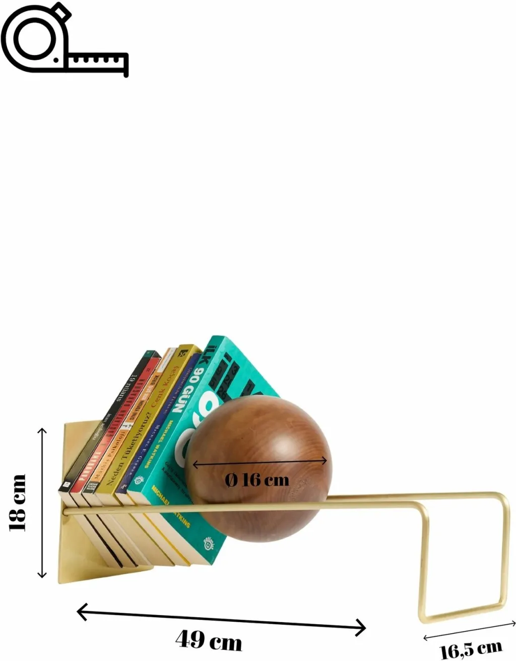 Mbajtës librash dekorativ Skye Decor, ngjyrë ari antik - 6