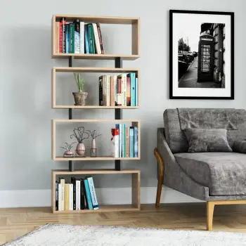 Raft librash Skye Decor, Langdon, ngjyrë lisi dhe antraciti