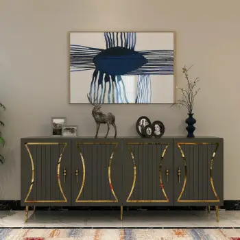 Konsol Skye Decor, ngjyrë antracit dhe ari