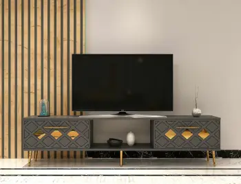 Komodë TV Skye Decor, anthracite, gold