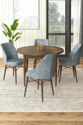 Tavolinë me karrige, 5 copë, Skye Decor, ngjyrë barok dhe gri