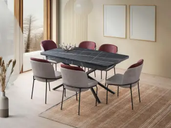 Tavolinë ngrënieje e zgjatshme Skye Decor, ngjyrë e zezë dhe e bardhë, Falcon - 2962