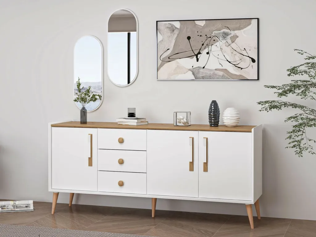 Konsolë Skye Decor, pasqyra Mitra, e bardhë - 3