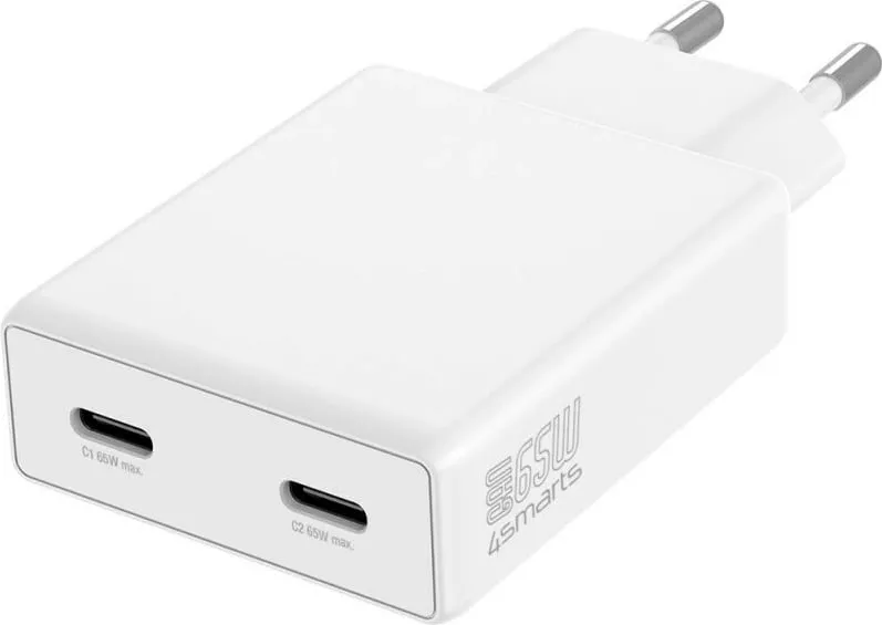 Karikues USB 4smarts 546065, 65W, 2x USB-C, GaN, i bardhë - 1