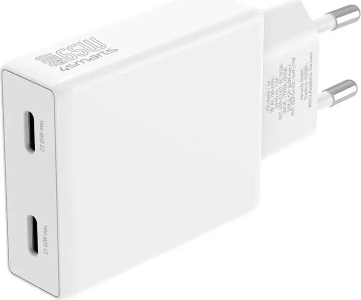 Karikues USB 4smarts 546065, 65W, 2x USB-C, GaN, i bardhë - 4