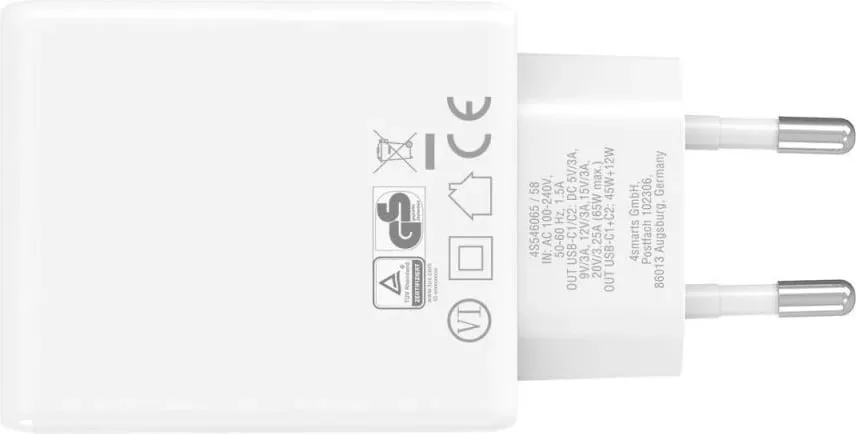 Karikues USB 4smarts 546065, 65W, 2x USB-C, GaN, i bardhë - 6