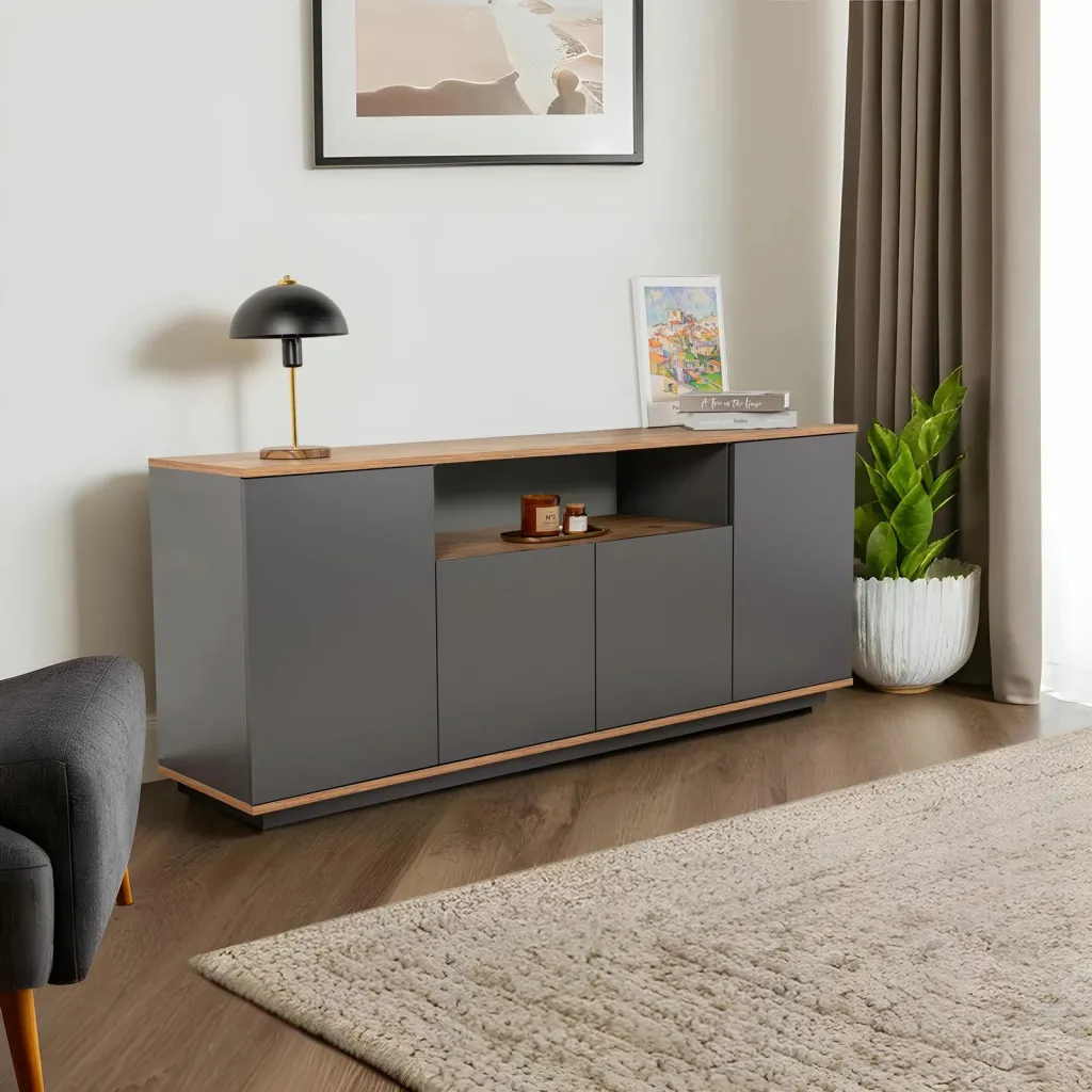 Konsol Skye Decor, ngjyrë antracit dhe Atlantic Pine - 1