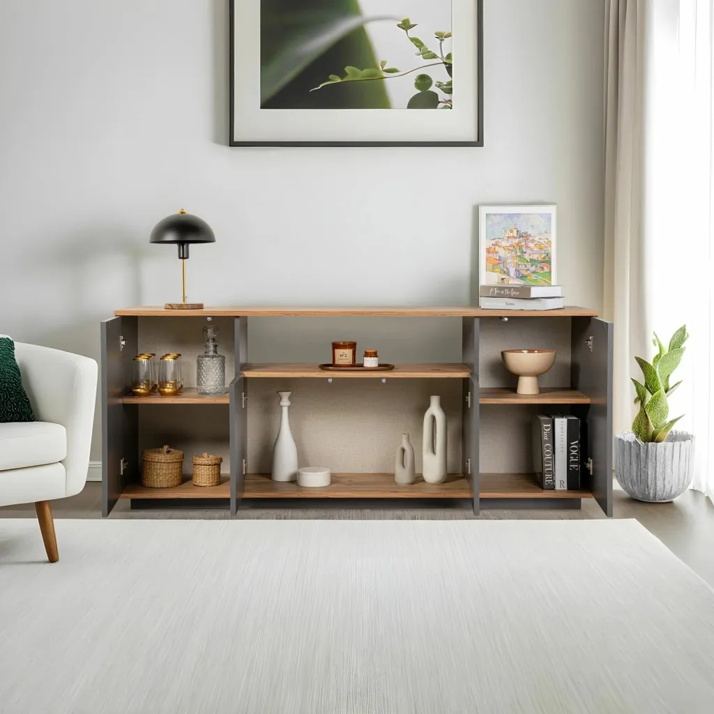 Konsol Skye Decor, ngjyrë antracit dhe Atlantic Pine - 3