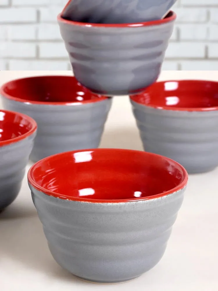 Set tasash qeramike (6 copë), Hermia Concept, gri dhe e kuqe, ST514006F469A0000000ACD100 - 1