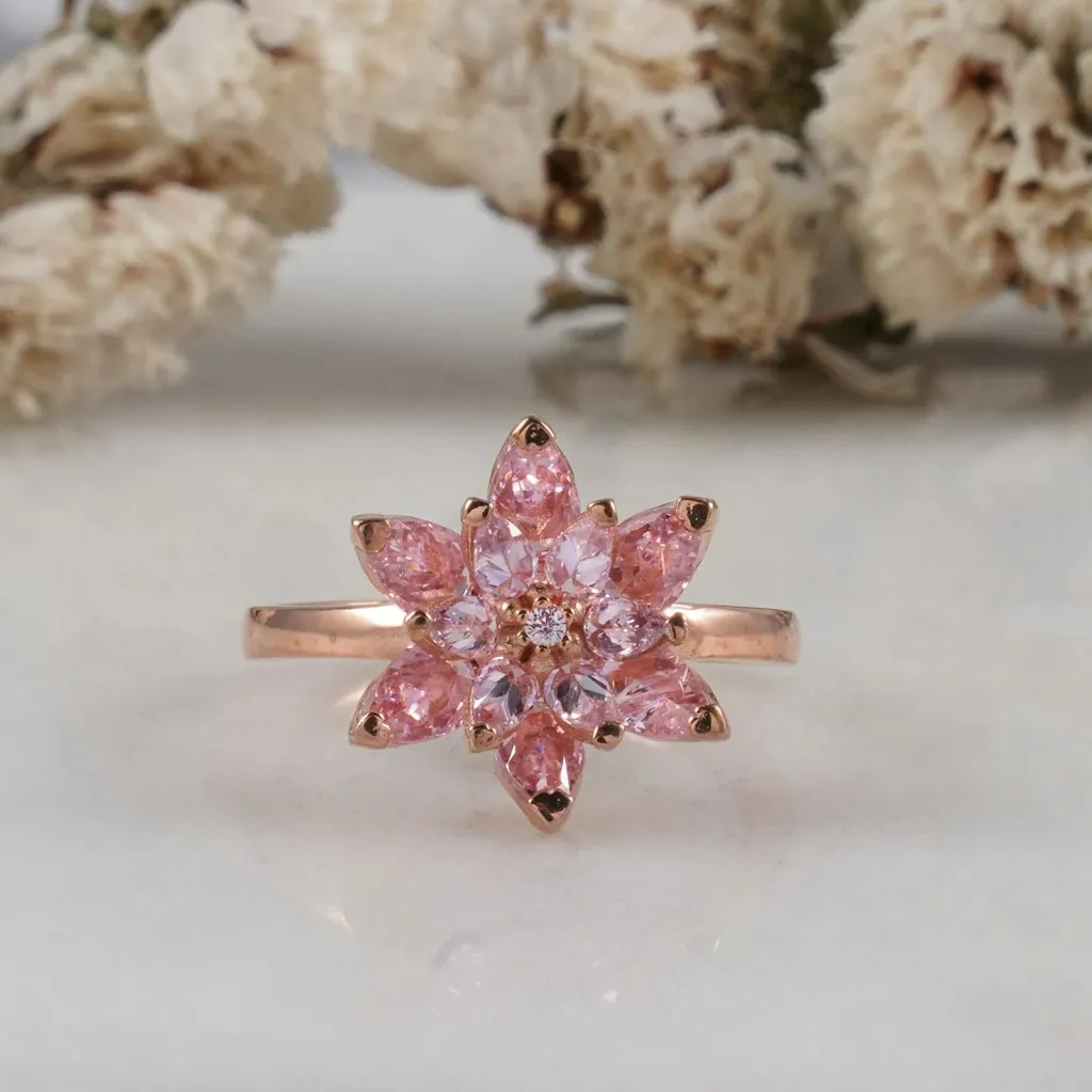 Unazë argjendi, ngjyrë rozë e artë, Jumeon, 10384PEMBE - 1