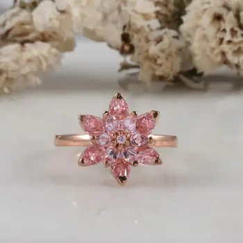 Unazë argjendi, ngjyrë rozë e artë, Jumeon, 10384PEMBE