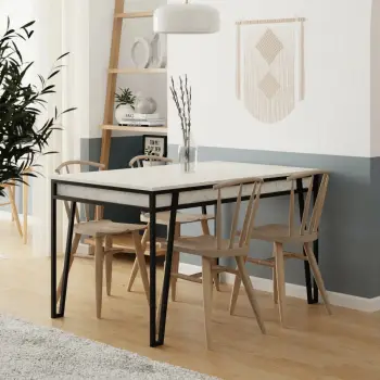 Tavolinë ngrënieje e zgjatshme, ngjyrë e bardhë, Skye Decor
