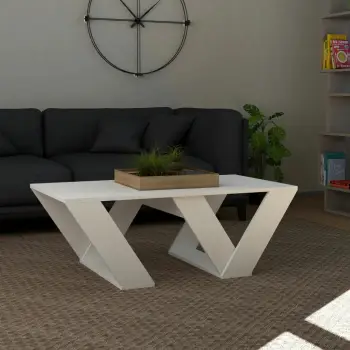 Tavolinë kafeje moderne, e bardhë, Skye Decor, Pipra