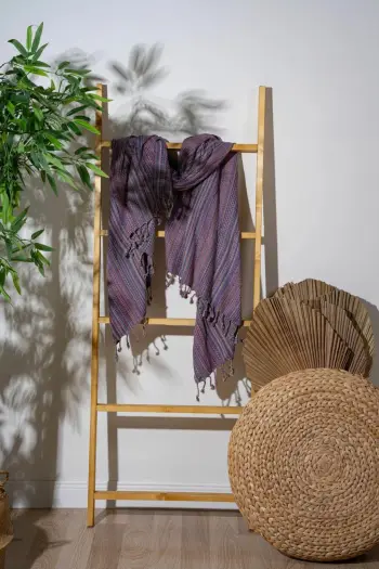Peshqir plazhi Fouta, ngjyrë vjollcë e errët, Mijölnir, 90x175cm