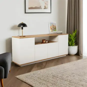 Konsol Skye Decor, Arista, e bardhë, lisi Cadiz