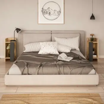 Komodinë nate Elos, dy copë, ngjyrë lisi dhe antraciti, Skye Decor