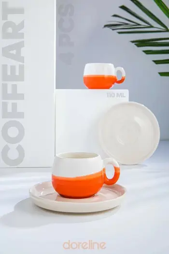 Set filxhanash kafeje (4 copë), Hermia Concept, portokalli, 96-359-6