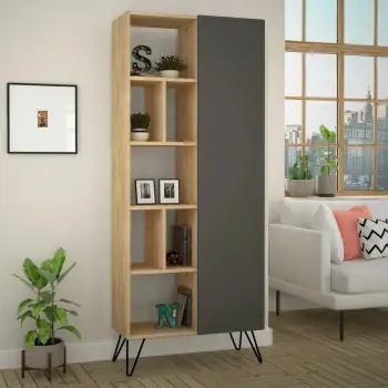 Raft librash Skye Decor Jedda, ngjyrë lis dhe antracit