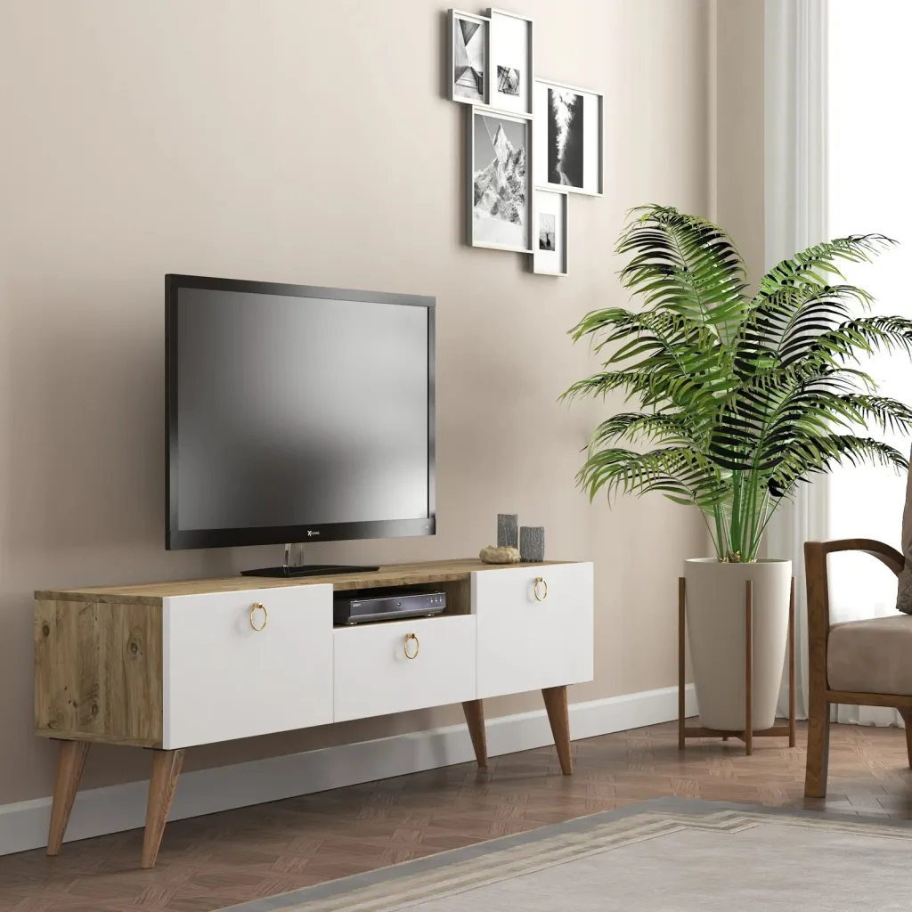 Komodë TV Skye Decor, ngjyrë lis dhe e bardhë, Ece - 2