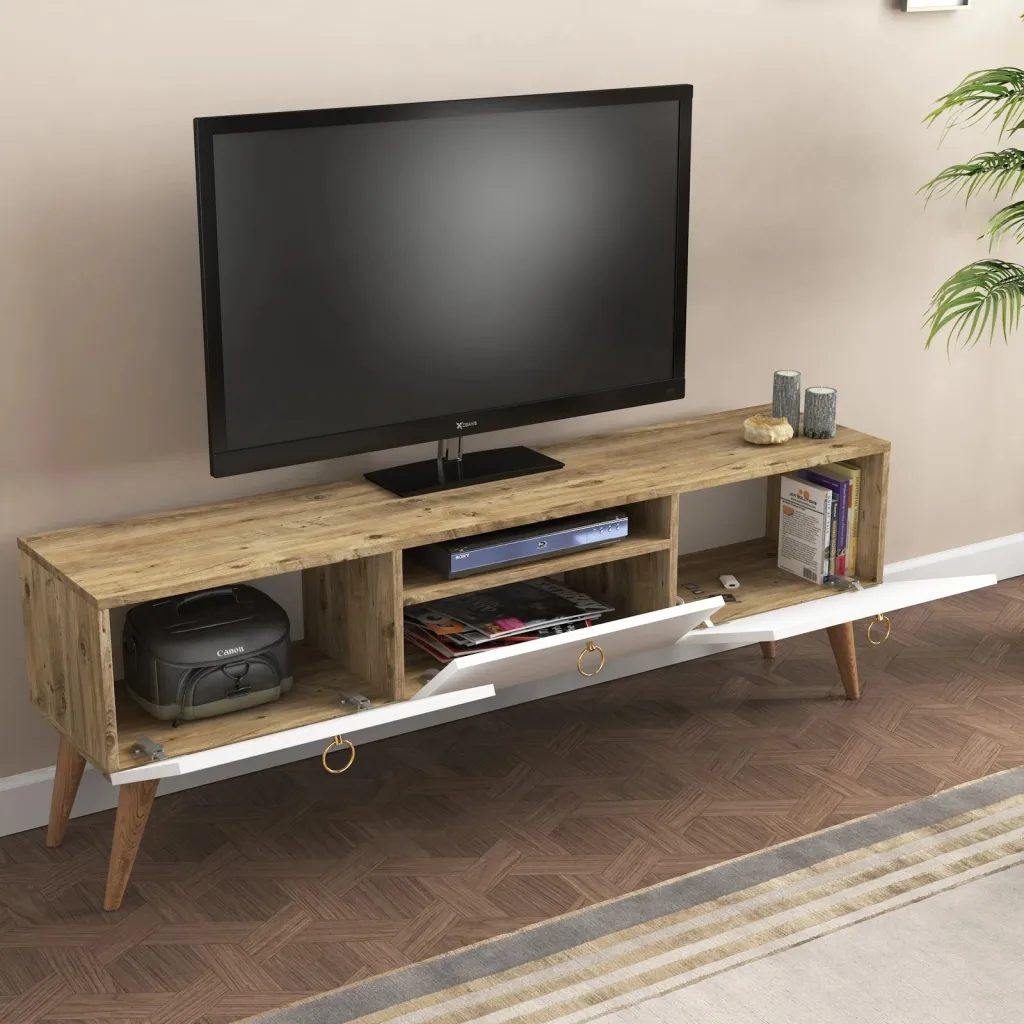 Komodë TV Skye Decor, ngjyrë lis dhe e bardhë, Ece - 4