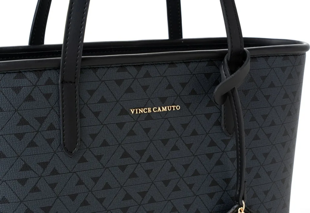 Çantë tote Vince Camuto Taormina, e zezë me monogram - 5