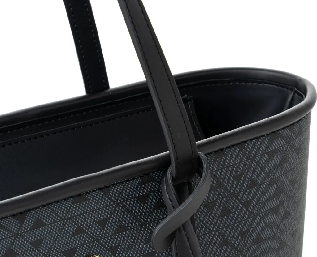 Çantë tote Vince Camuto Taormina, e zezë me monogram - 6