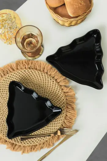 Set pjatash servirëse (2 copë), Hermia Concept, ngjyrë e zezë, 22 cm