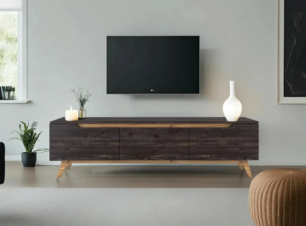 Komodë TV Skye Decor, D1 - 1009, ngjyrë e zezë dhe arre - 2
