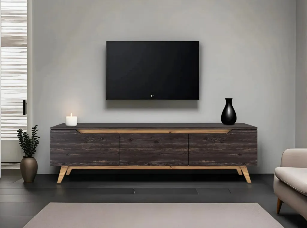 Komodë TV Skye Decor, D1 - 1009, ngjyrë e zezë dhe arre - 3