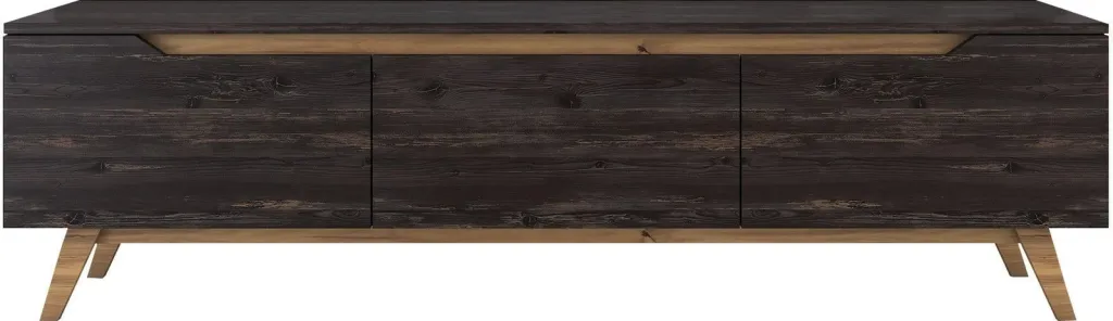 Komodë TV Skye Decor, D1 - 1009, ngjyrë e zezë dhe arre - 5