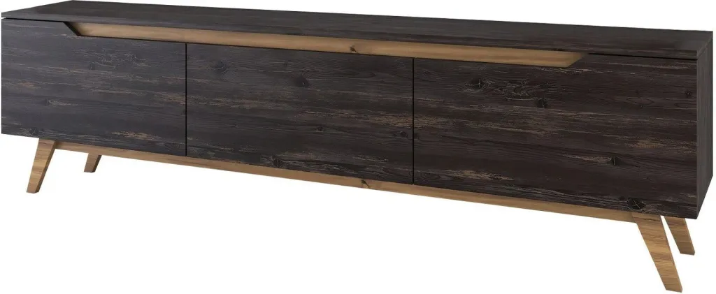Komodë TV Skye Decor, D1 - 1009, ngjyrë e zezë dhe arre - 6