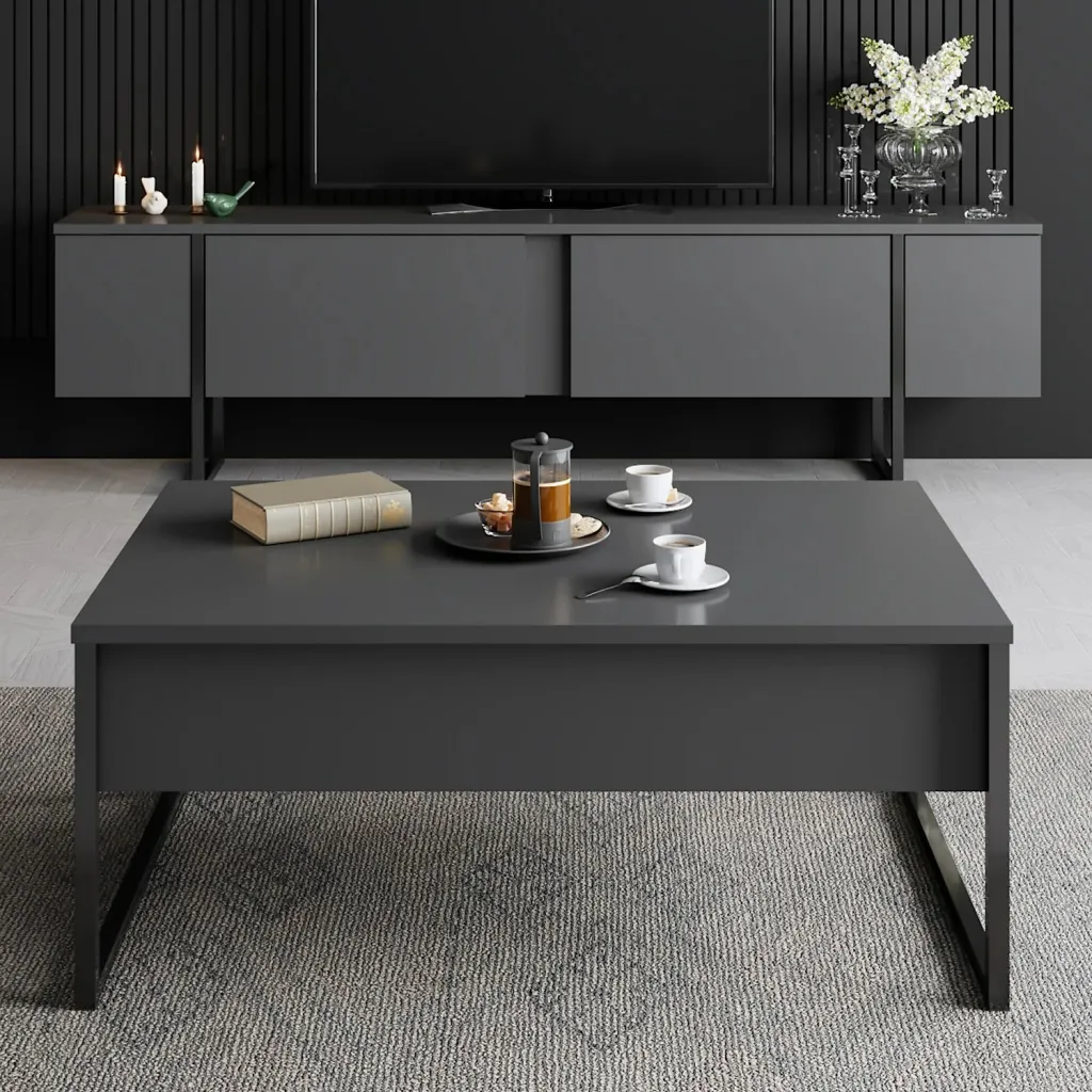 Tavolinë kafeje Skye Decor, Luxe, antracit, e zezë - 2