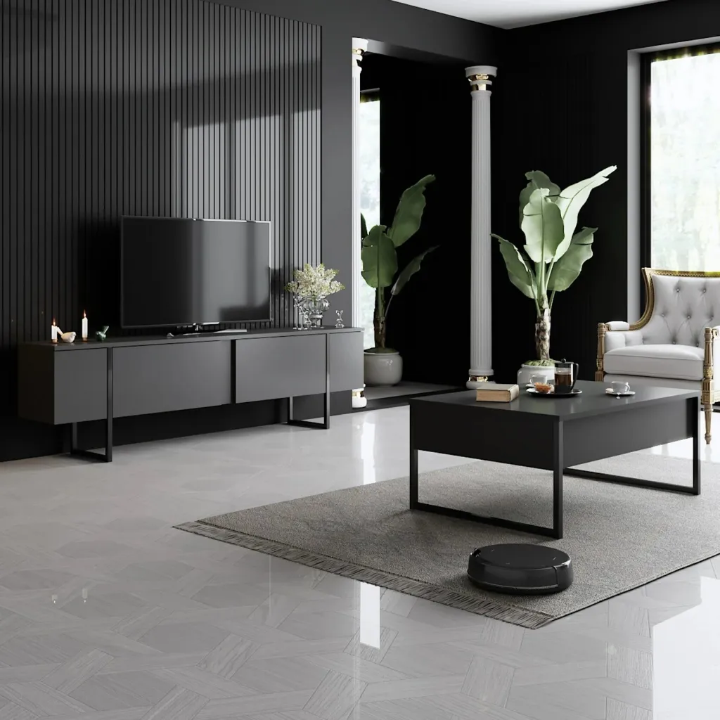 Tavolinë kafeje Skye Decor, Luxe, antracit, e zezë - 3