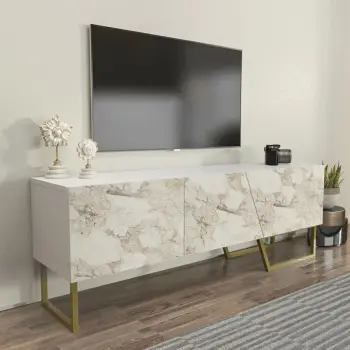 Komodë për TV Skye Decor, Parla, e bardhë