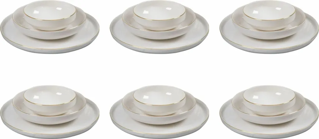 Set enësh për drekë (18 copë), Hermia Concept, Ruya 18, e bardhë dhe ari - 4
