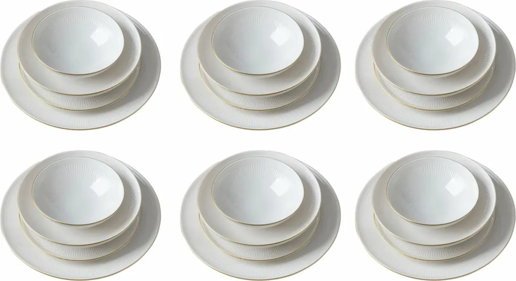 Set enësh për drekë (24 copë), Hermia Concept, Dus 24, e bardhë, ari - 4