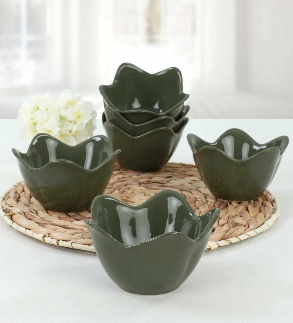 Set 6 tasash qeramike, ngjyrë e gjelbër e errët, Hermia Concept, ST613106F320A000000MACD700 - 1