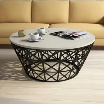 Tavolinë kafeje Skye Decor, stil metal ferforje, krem