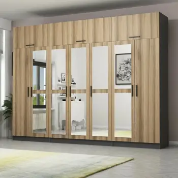Dollap garderobe Skye Decor, ngjyrë arrë dhe antracit, 315x235x52cm