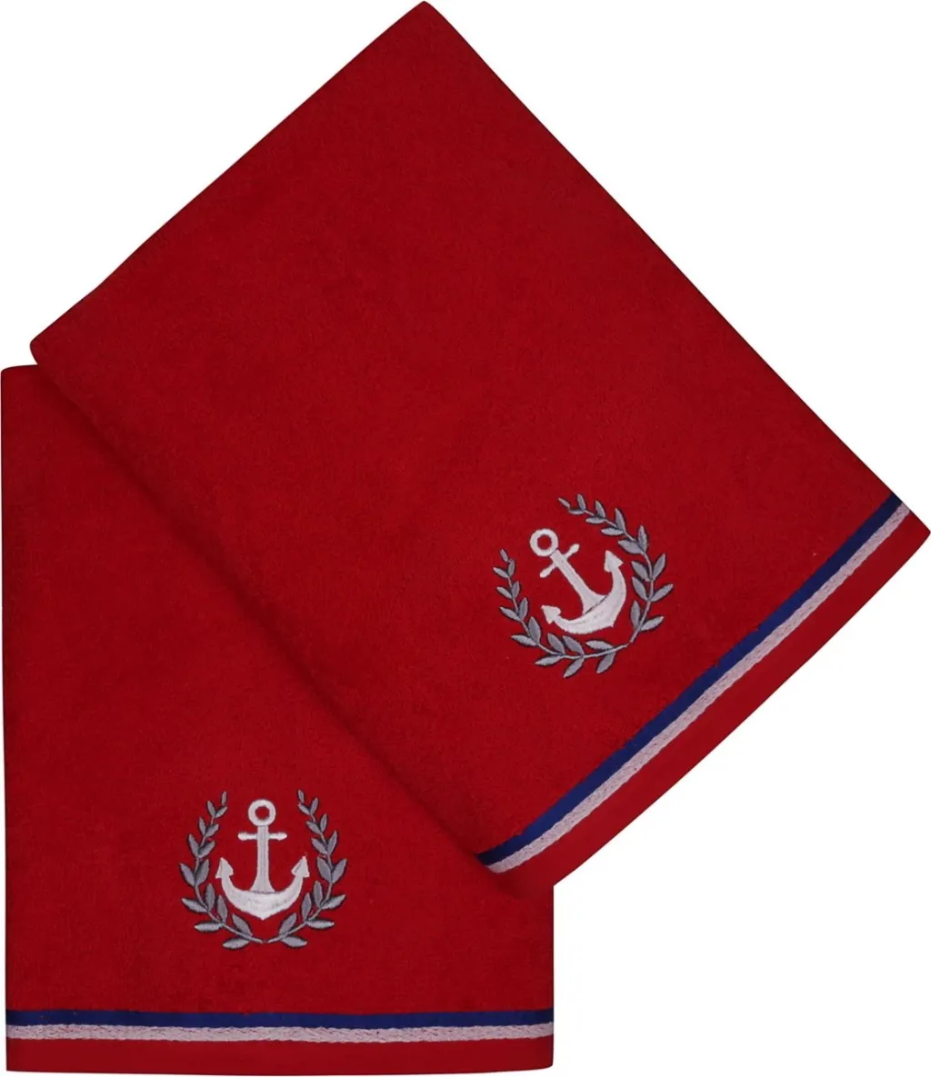 Set peshqirësh për banjo (2 copë), Mijolnir, ngjyrë e kuqe, Maritim - 3