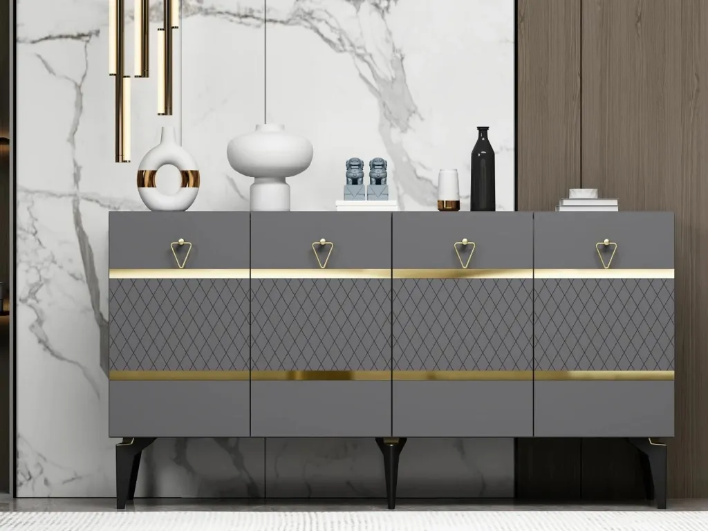 Konsol Skye Decor, ngjyrë antracit, ar - 1
