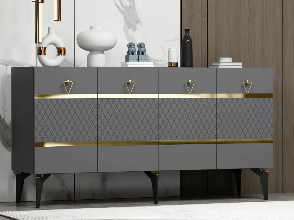 Konsol Skye Decor, ngjyrë antracit, ar - 2