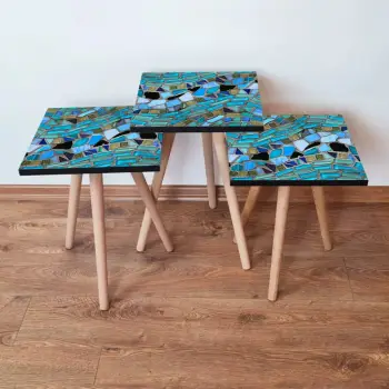 Set tavolinash ndihmëse, 3 copë, Skye Decor, shumëngjyrëshe, 3Shp256