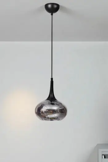 Llambë tavani Opviq, metal dhe qelq, gri/zezë, 9049-1