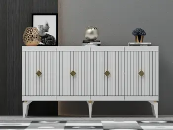 Konsolë, ngjyrë e bardhë dhe ari, Skye Decor, 150x79x40cm