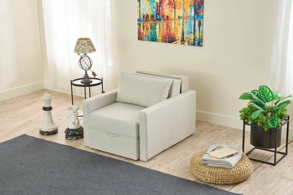 Krevat-karrige një vendi, Atelier del Sofa, Saros, krem - 1