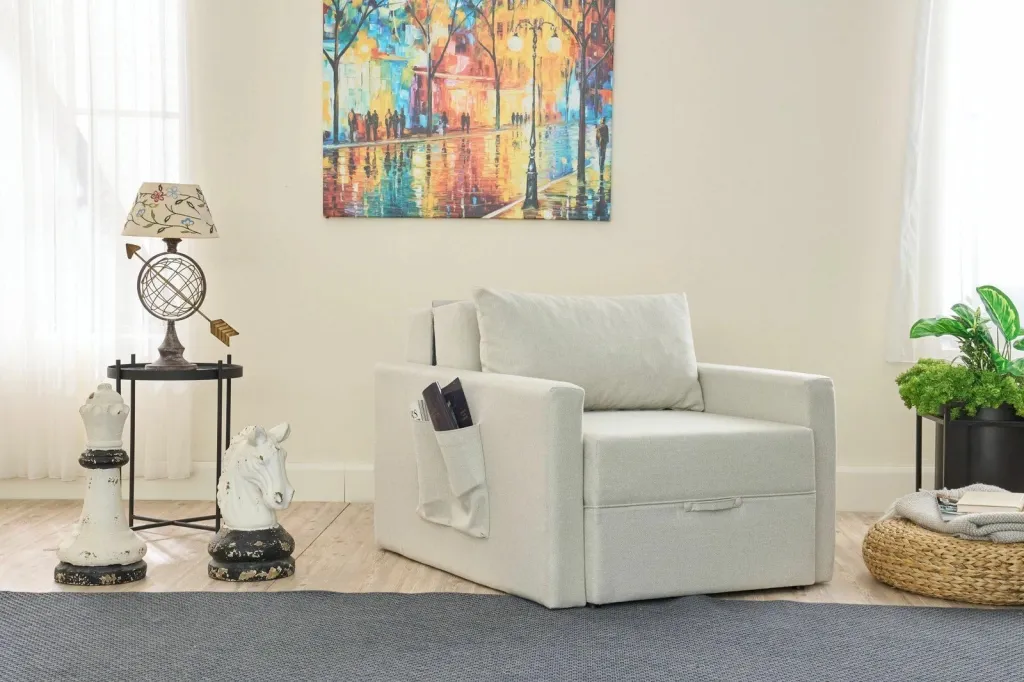 Krevat-karrige një vendi, Atelier del Sofa, Saros, krem - 3