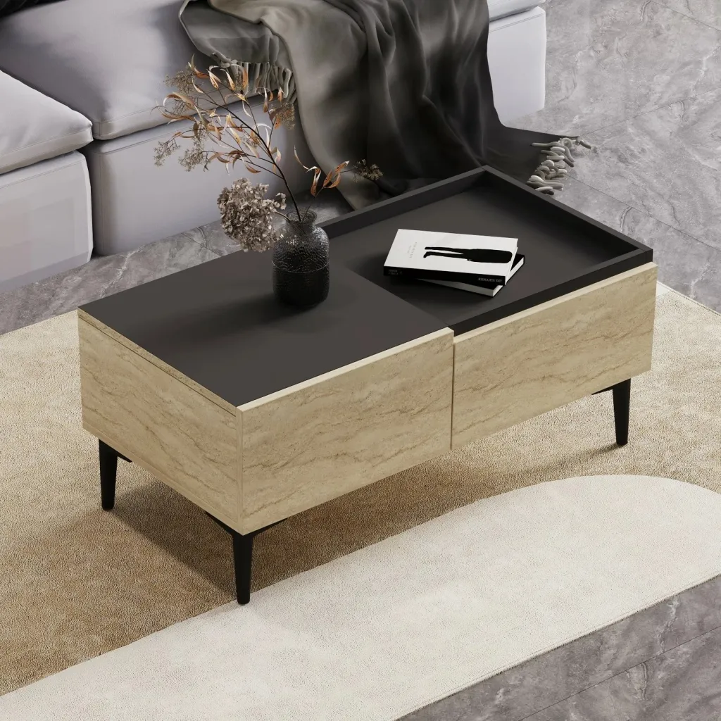 Tavolinë kafeje Skye Decor, Mia, travertin, antracit - 4