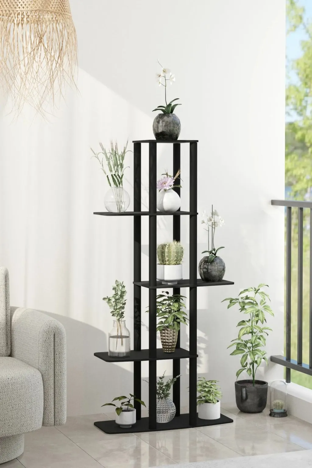 Stendë druri për lule, ngjyrë e zezë, Skye Decor, Gardenia - 2