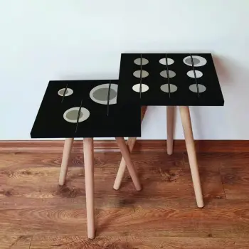 Set tavolinash ndihmëse, dy pjesë, ngjyrë e zezë, Skye Decor, 2Shp413